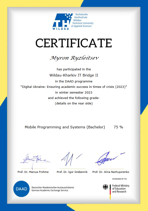 Wildau-Kharkiv IT Bridge II - Mobile Programming and Systems
